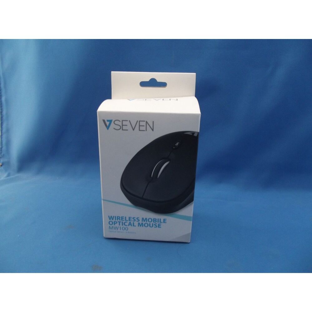 V7 MW100-1E Wireless Optical Mouse with 4 Buttons and Adjustable DPI - Black